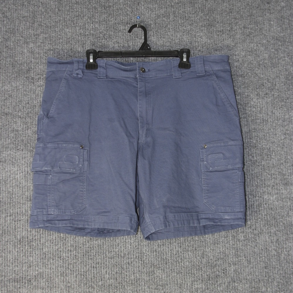 Duluth Trading Co Canvas Cargo Shorts Mens 42 Blue Relaxed Fit Workwear Stretch